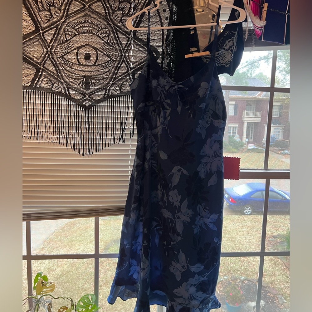 blue grunge vintage y2k 90's midi length dress